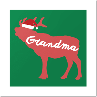 Grandmother and Grandma Reindeer Family Group Christmas Eve Matching Posters and Art